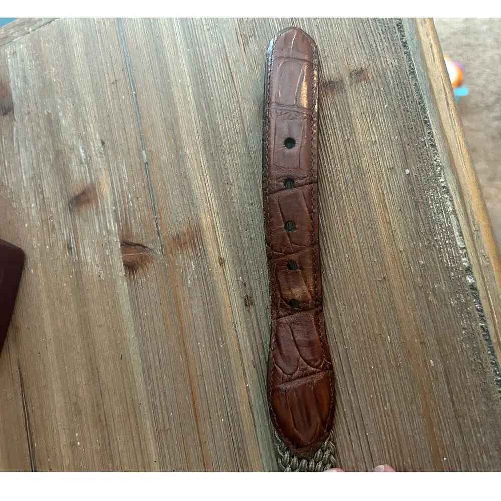 Brighton Mens leather and stretch rope woven belt Made in the USA, Size 42 - Picture 7 of 11